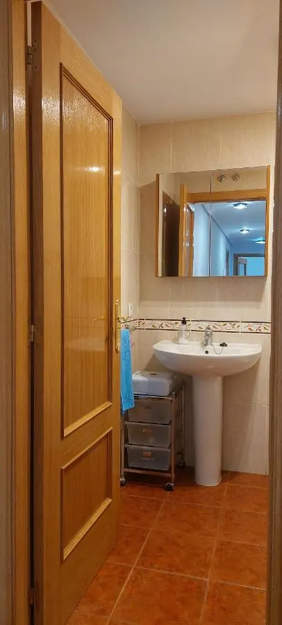 Lavabo y espejo del baño